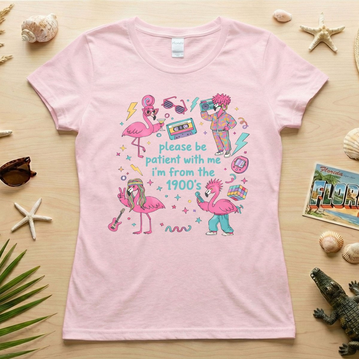 Witty 1900's Flamingo Shirt for Women - Funny Vintage 80s 90s Graphic Tee - FlamingoAholic