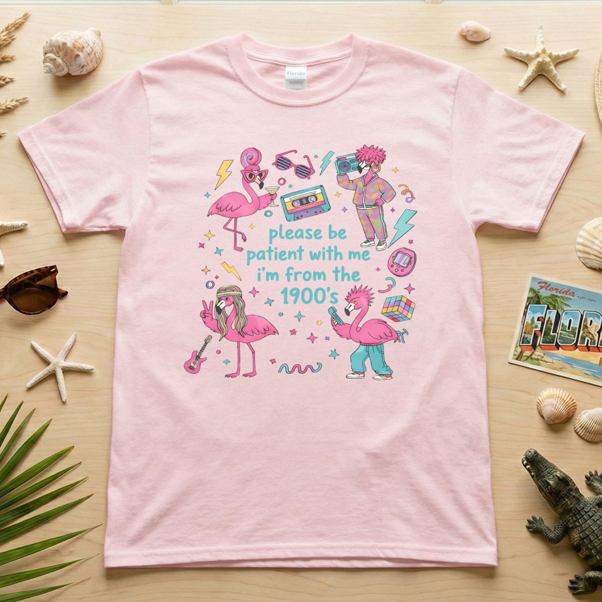 Witty 1900's Flamingo Shirt for Women - Funny Vintage 80s 90s Graphic Tee - FlamingoAholic