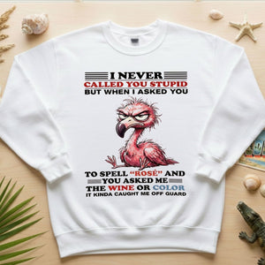 Witty Angry Flamingo Rosé Grammar T-Shirt - Perfect Sarcastic Wine Humor Gift - FlamingoAholic
