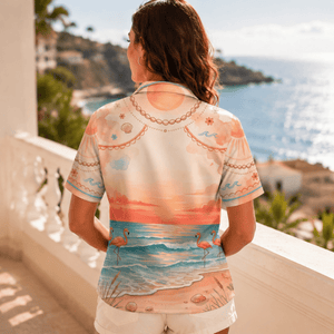 Women's Flamingo Hawaiian Shirt, Tropical Beach Button Up Shirt, Pink Flamingo Shirt for Women, Funny Vacation Shirt, Flamingo Lover Gift - FlamingoAholic