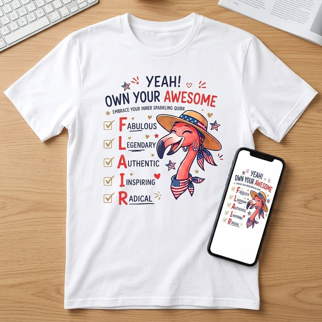 Yeah Own Your Awesome Embrace Your Inner Sparkling Quirks Flamingo Shirt - FlamingoAholic