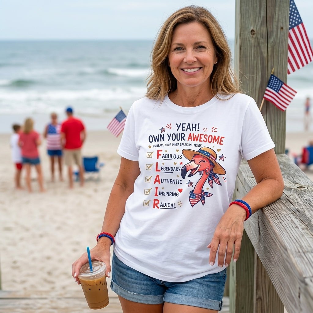 Yeah Own Your Awesome Embrace Your Inner Sparkling Quirks Flamingo Shirt - FlamingoAholic