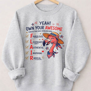 Yeah Own Your Awesome Embrace Your Inner Sparkling Quirks Flamingo Shirt - FlamingoAholic