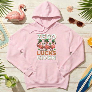 Zero Lucks Given Flamingo St. Patrick's Day Funny Saying T-Shirt - Sarcastic Irish Party Tee for Women - FlamingoAholic