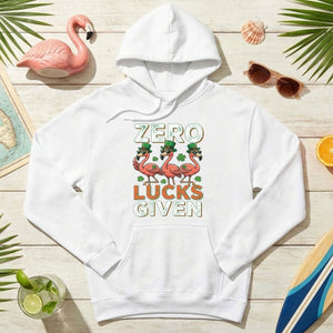 Zero Lucks Given Flamingo St. Patrick's Day Funny Saying T-Shirt - Sarcastic Irish Party Tee for Women - FlamingoAholic