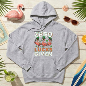 Zero Lucks Given Flamingo St. Patrick's Day Funny Saying T-Shirt - Sarcastic Irish Party Tee for Women - FlamingoAholic