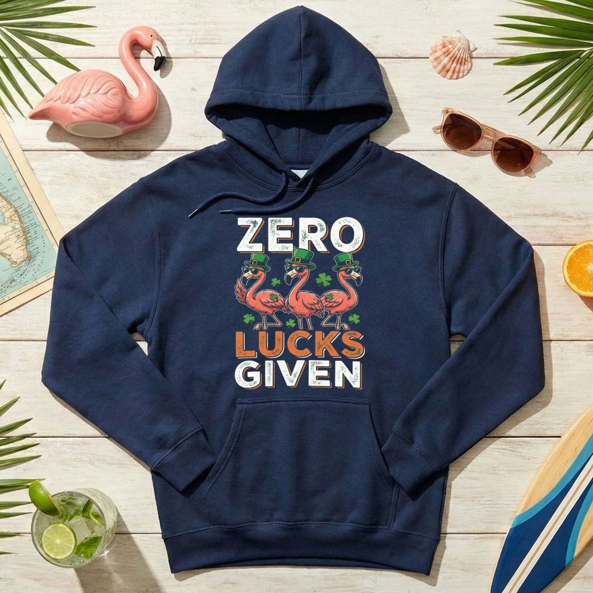 Zero Lucks Given Flamingo St. Patrick's Day Funny Saying T-Shirt - Sarcastic Irish Party Tee for Women - FlamingoAholic