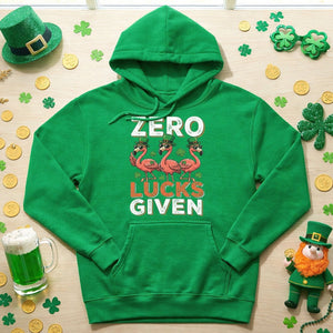 Zero Lucks Given Flamingo St. Patrick's Day Funny Saying T-Shirt - Sarcastic Irish Party Tee for Women - FlamingoAholic