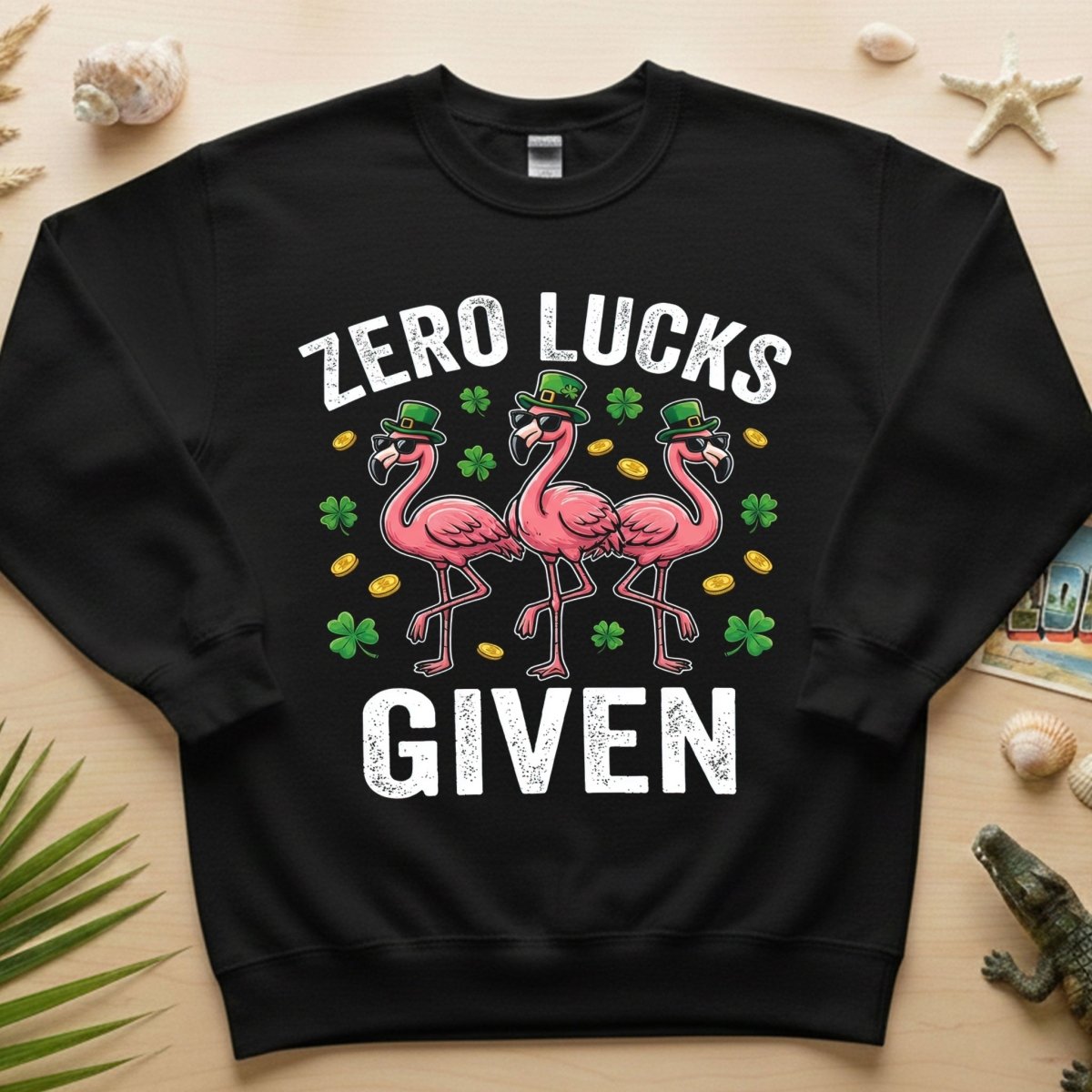 Zero Lucks Given Leprechaun Flamingo T-Shirt - Funny St. Patrick's Day Sarcastic Tee - FlamingoAholic