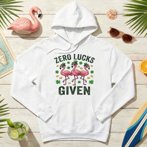 Zero Lucks Given Leprechaun Flamingo T-Shirt - Funny St. Patrick's Day Sarcastic Tee - FlamingoAholic