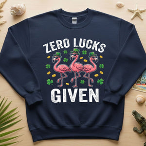 Zero Lucks Given Leprechaun Flamingo T-Shirt - Funny St. Patrick's Day Sarcastic Tee - FlamingoAholic