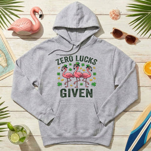 Zero Lucks Given Leprechaun Flamingo T-Shirt - Funny St. Patrick's Day Sarcastic Tee - FlamingoAholic