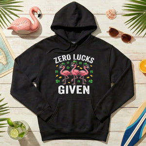 Zero Lucks Given Leprechaun Flamingo T-Shirt - Funny St. Patrick's Day Sarcastic Tee - FlamingoAholic