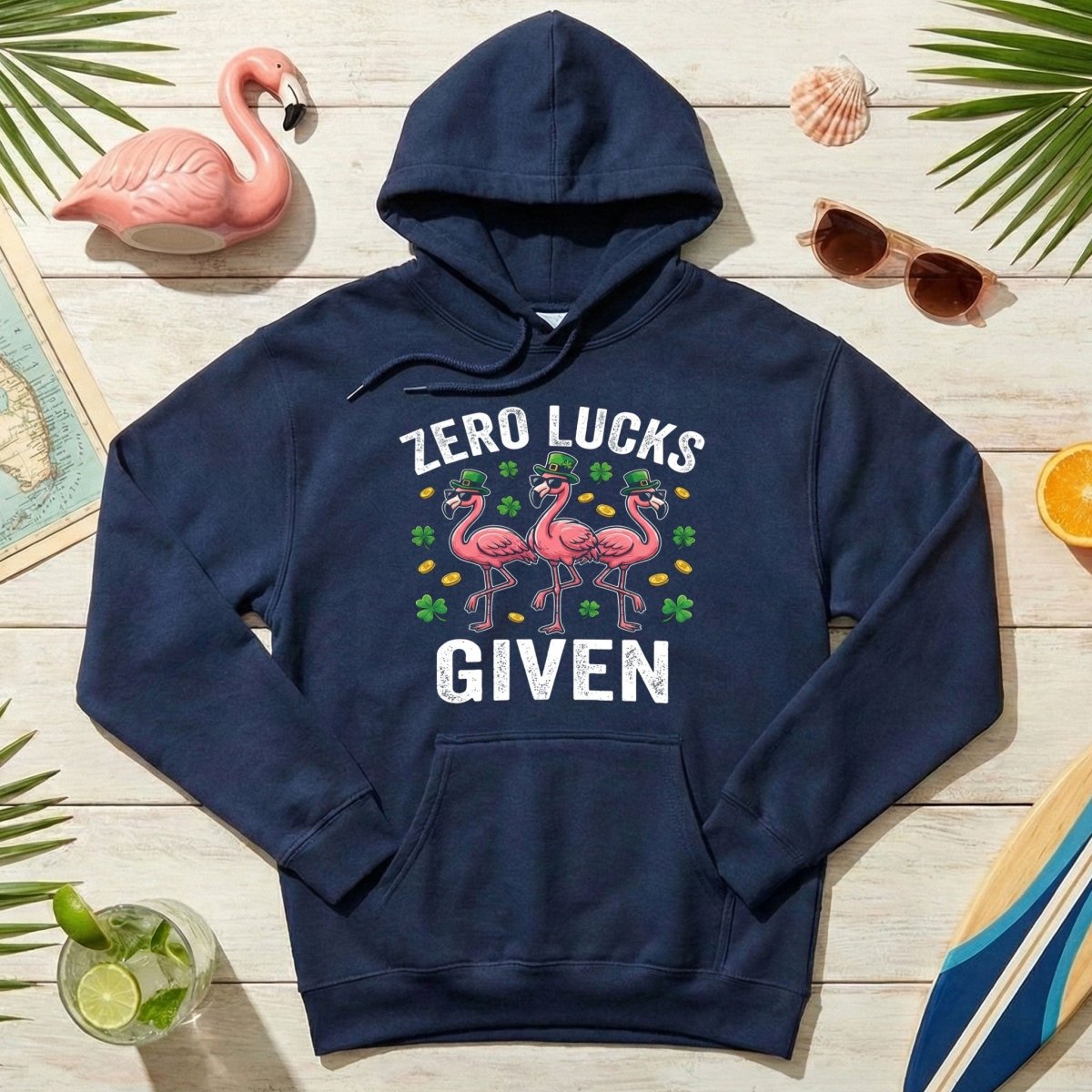 Zero Lucks Given Leprechaun Flamingo T-Shirt - Funny St. Patrick's Day Sarcastic Tee - FlamingoAholic